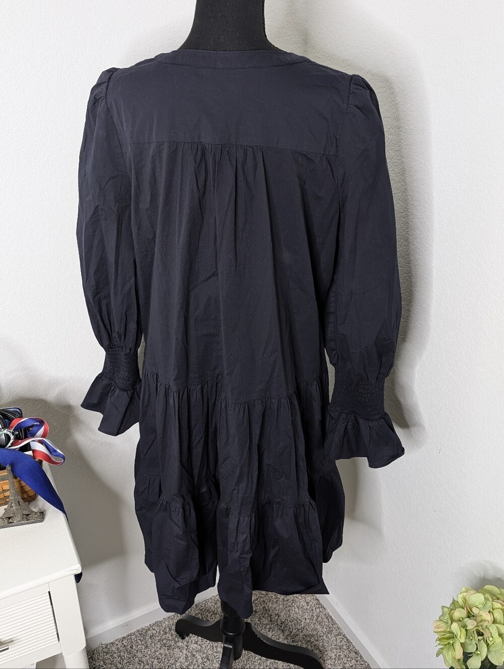 💘 Navy Cotton Poplin Kenzo Dress Size XL - Picture 8 of 11